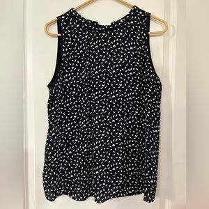 LOFT Elegant Dark Navy and White Patterned Sleeveless Top